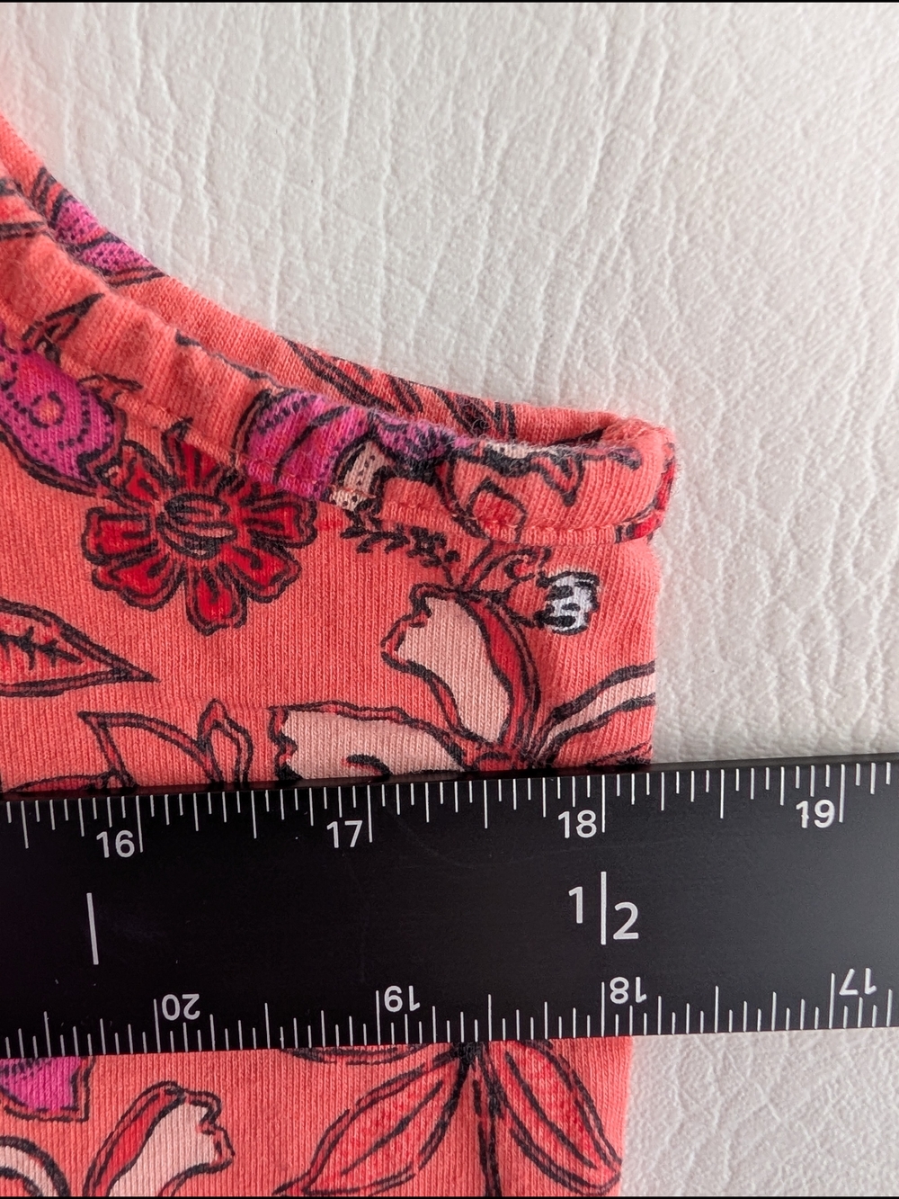 Lands End Orange Floral Cotton Jersey Sleeveless Dress Pockets - M - Picture 11 of 14